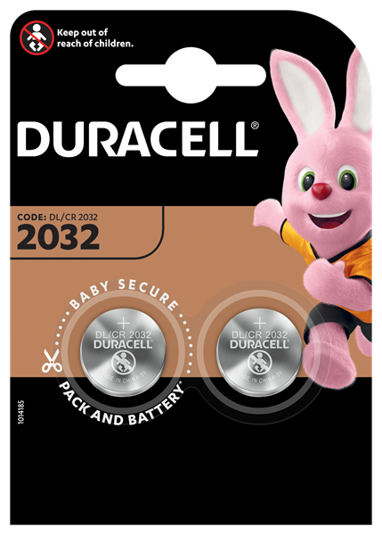Twin pack of Duracell CR2032 lithium batteries of Duracell CR2032 lithium batteries