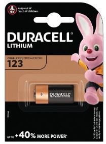 A single pack, Duracell CR123 Lithium battery