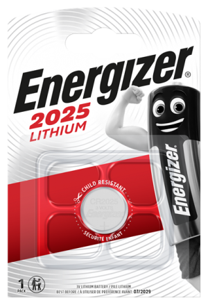 A single pack, Energizer CR2025 lithium cell battery 3 volt