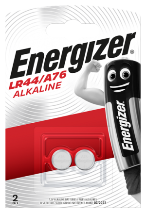 A twin pack, Energizer LR44 A76 coin cell batteries