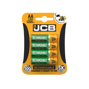 Four pack of JCB AA 1200mAh Rechargeable batteries
