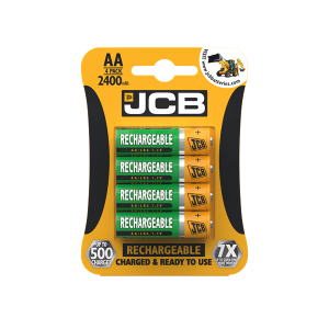 Four pack of JCB AA 2400mAh Rechargeable batteries