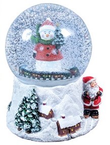 Wind up this musical snowman globe