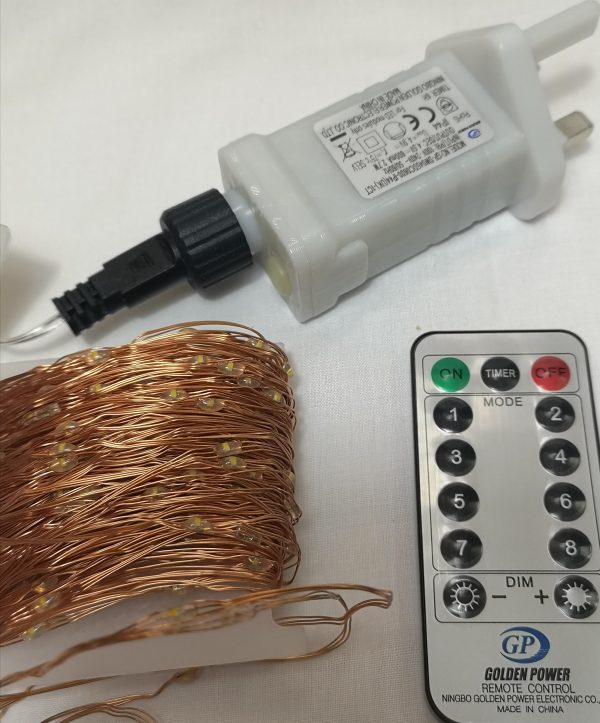220 WarmWhite Copper Wire LED Lights Plug In Timer SVCLight