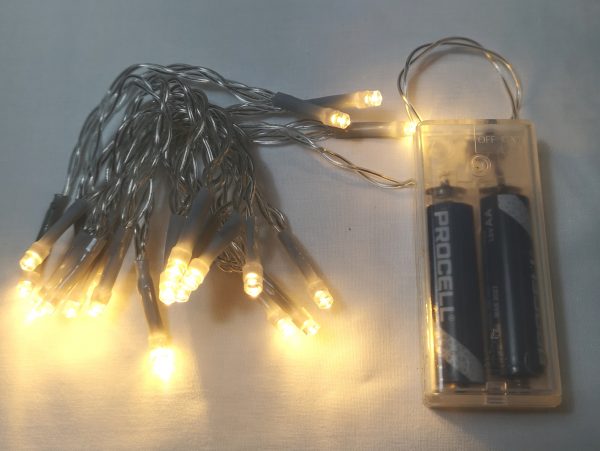 20 Warm White LED Battery operated LED string lights for indoor use
