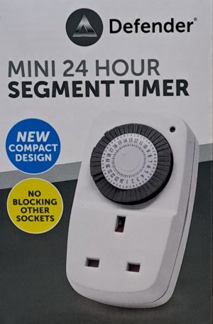 24 Hour Segment Plug In Timer White with black dial