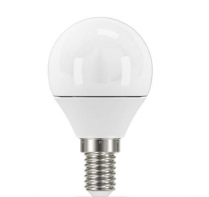 This Dimmable 4.2W LED Golf-ball Lightbulb is warm white with a Small Edison Screw base