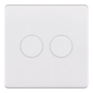 2 Gang 2 Way LED Dimmer Switch in White with trailing edge