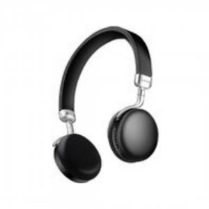 Black metalic bluetooth headphones with silver trim