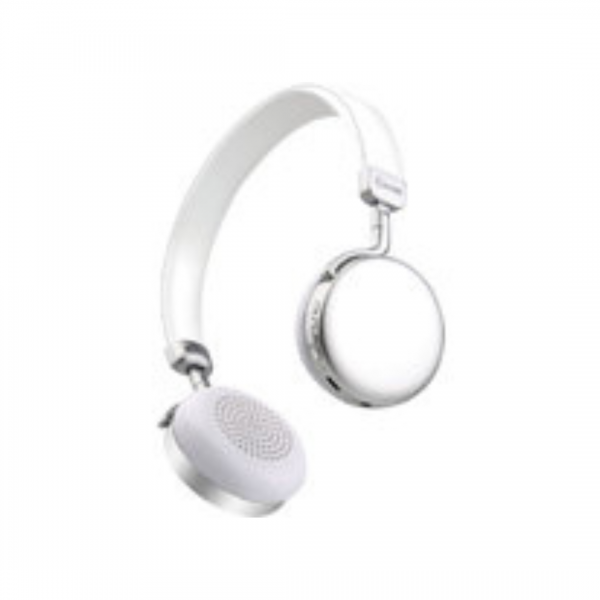 Silver metalic bluetooth headphones with silver trim