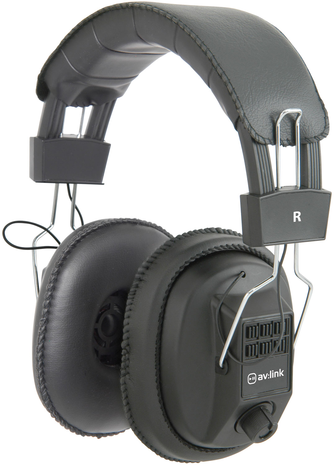 Black mono/stereo headphones with volume control