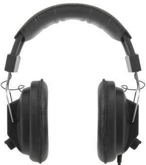Black mono/stereo headphones with volume control