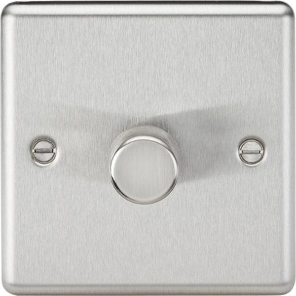 A square LED single push button dimmer switch in brushed chrome
