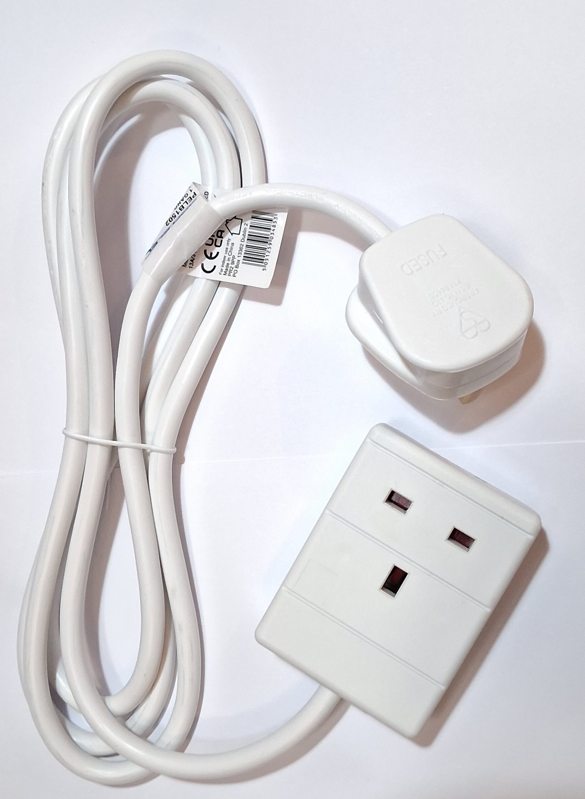Extension Lead 1-Gang 2-Metres 13 Amp 3000 Watt in white